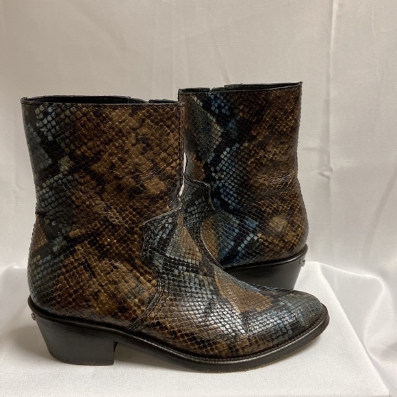 Zadig & Voltaire Wild Pilar Snakeskin Boots Brown & Blue Size 36 - Picture 1 of 8